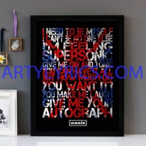 "Supersonic" Oasis - Framed Lyrics Wall Art Design