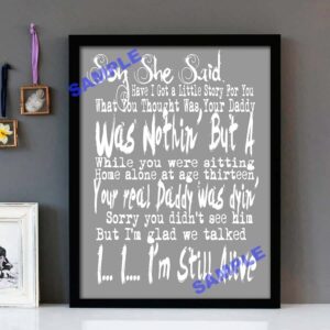 "Alive" Pearl Jam - Framed Lyrics Wall Art Design