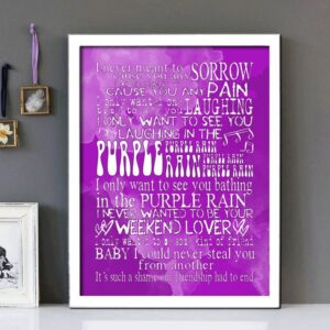 "Purple Rain" Prince - Framed Lyrics Wall Art Design