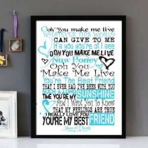 "You're My Best Friend" - Queen - Framed Lyrics Wall Art Design