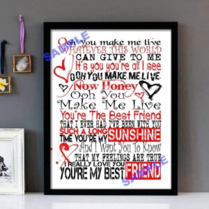 "You're My Best Friend" Queen - Framed Lyrics Wall Art Design