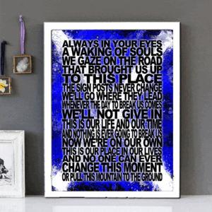 "Greatest Flame" By Runrig - Framed Lyrics Design (Saltire Version)