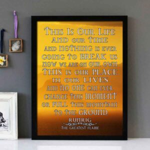 "Greatest Flame" - Runrig - Framed Lyrics Wall Art Design Version 4
