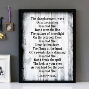 "Cold Fire" - Rush- Framed Lyrics Wall Art Design