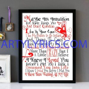 "I Knew I Loved You" Savage Garden - Framed Lyrics Wall Art Design