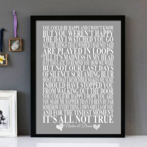 "You Could Be Happy" Snow Patrol - Framed Lyrics Wall Art Design
