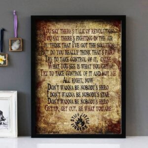 "Nobodys Hero" - Stiff Little Fingers - Framed Lyrics Wall Art Design