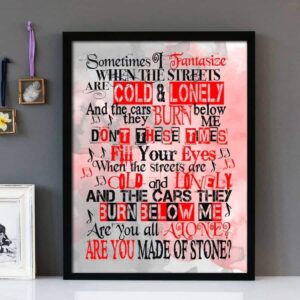 "Made Of Stone" Stone Roses - Framed Lyrics Wall Art Design