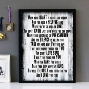 "Ten Storey Love Song" - Stone Roses - Framed Lyrics Wall Art Design