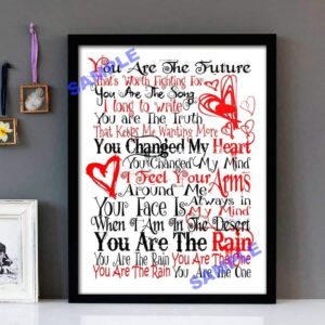 "Rain" The Strange Familar - Framed Lyrics Wall Art Design