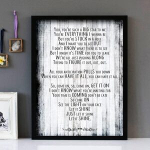 "Shine" - Take That - Framed Lyrics Wall Art Design