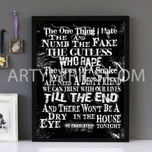 "Blackened Blue Eyes" -The Charlatans - Framed Lyrics Wall Art Design