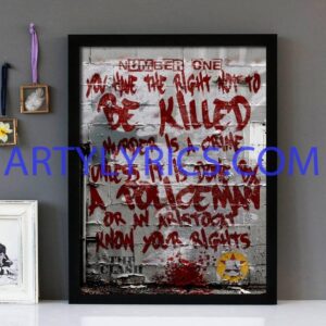"Know Your Rights" (Version 2) The Clash - Framed Lyrics Wall Art Design