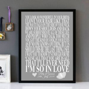 "Tenerife Sea" Ed Sheeran - Framed Lyrics Wall Art