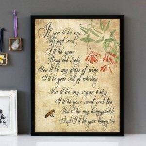 "Honey Bee" Blake Shelton - Framed Lyrics Wall Art