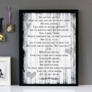 "Just The Way You Are" - Bruno Mars - Framed Lyrics Wall Art