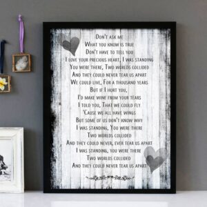 "Never Tear Us Apart" - INXS - Framed Lyrics Wall Art