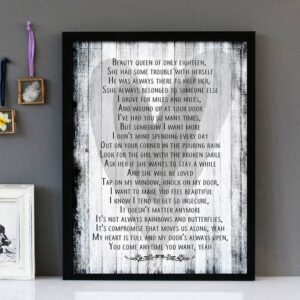 "She Will Be Loved" - Maroon 5 - Framed Lyrics Wall Art