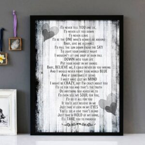 "I'd Lie For you" - Meat Loaf - Framed Lyrics Wall Art