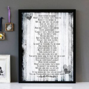 "Dear Future Husband" - Meghan Trainor - Framed Lyrics Wall Art