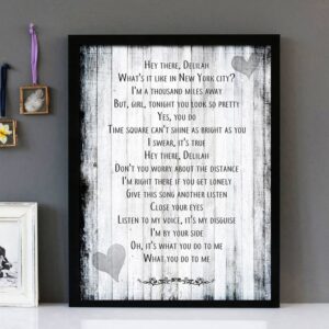 "Hey There Delilah" - Plain White T's - Framed Lyrics Wall Art