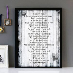 "Stay With Me" - Sam Smith - Framed Lyrics Wall Art