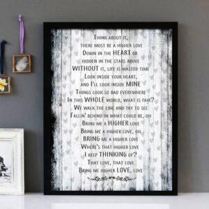 "Higher Love" - Steve Winwood - Framed Lyrics Wall Art