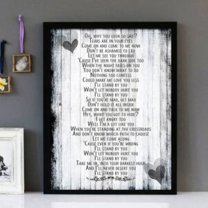 "I'll Stand By You" - The Pretenders - Framed Lyrics Wall Art