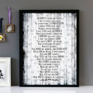 "You & Me Song" - The Wannadies - Framed Lyrics Wall Art Design