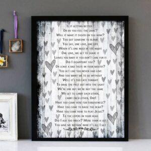 "One" - U2 - Framed Lyrics Wall Art