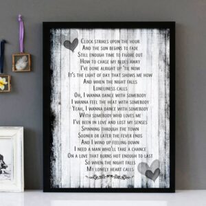 "I Wanna Dance With Somebody" - Whitney Houston - Framed Lyrics Wall Art