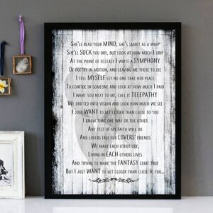 "Closer Than Close" - Bee Gees - Framed Lyrics Wall Art Design