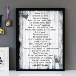 "Talking To The Moon" - Bruno Mars - Framed Lyrics Wall Art Design