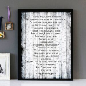 "Cry Me A River" - Justin Timberlake - Framed Lyrics Wall Art Design
