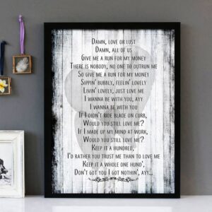 "LOVE." - Kendrick Lamar - Framed Lyrics Wall Art Design