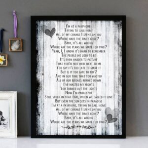 "Payphone" - Maroon 5 - Framed Lyrics Wall Art Design