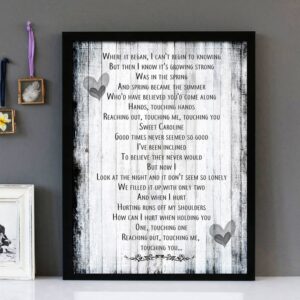 "Sweet Caroline" - Neil Diamond - Framed Lyrics Wall Art Design