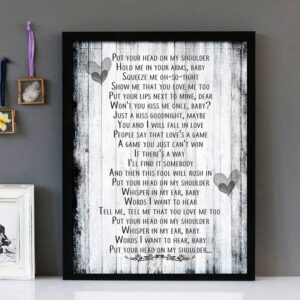 "Put Your Head On My Shoulder" - Paul Anka - Framed Lyrics Wall Art Design