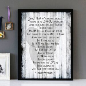 "Lovefool" - The Cardigans - Framed Lyrics Wall Art Design