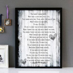 "In These Arms" - Bon Jovi - Framed Lyrics Wall Art Design