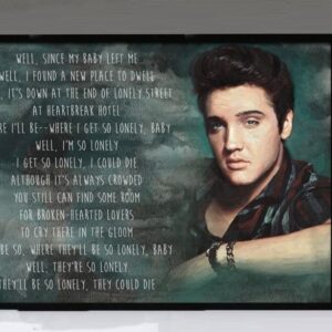 "Heartbreak Hotel" - Elvis Presley - Framed Lyrics Wall Art Design