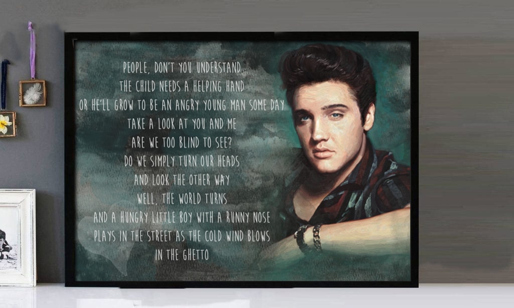 "In The Ghetto" - Elvis Presley - Framed Lyrics Wall Art Design