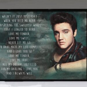 "Love Me Tender" - Elvis Presley - Framed Lyrics Wall Art Design