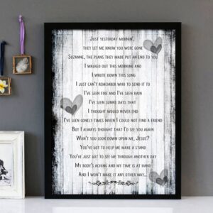 "Fire And Rain" - James Taylor - Framed Lyrics Wall Art Design