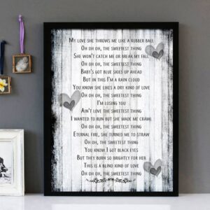 "Sweetest Thing" - U2 - Framed Lyrics Wall Art Design