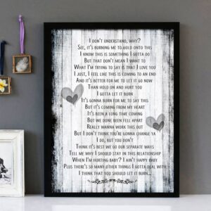 "Burn" - Usher - Framed Lyrics Wall Art Design