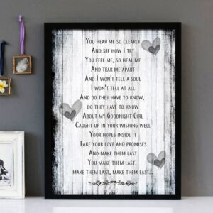 "Goodnight Girl" - Wet Wet Wet - Framed Lyrics Wall Art Design